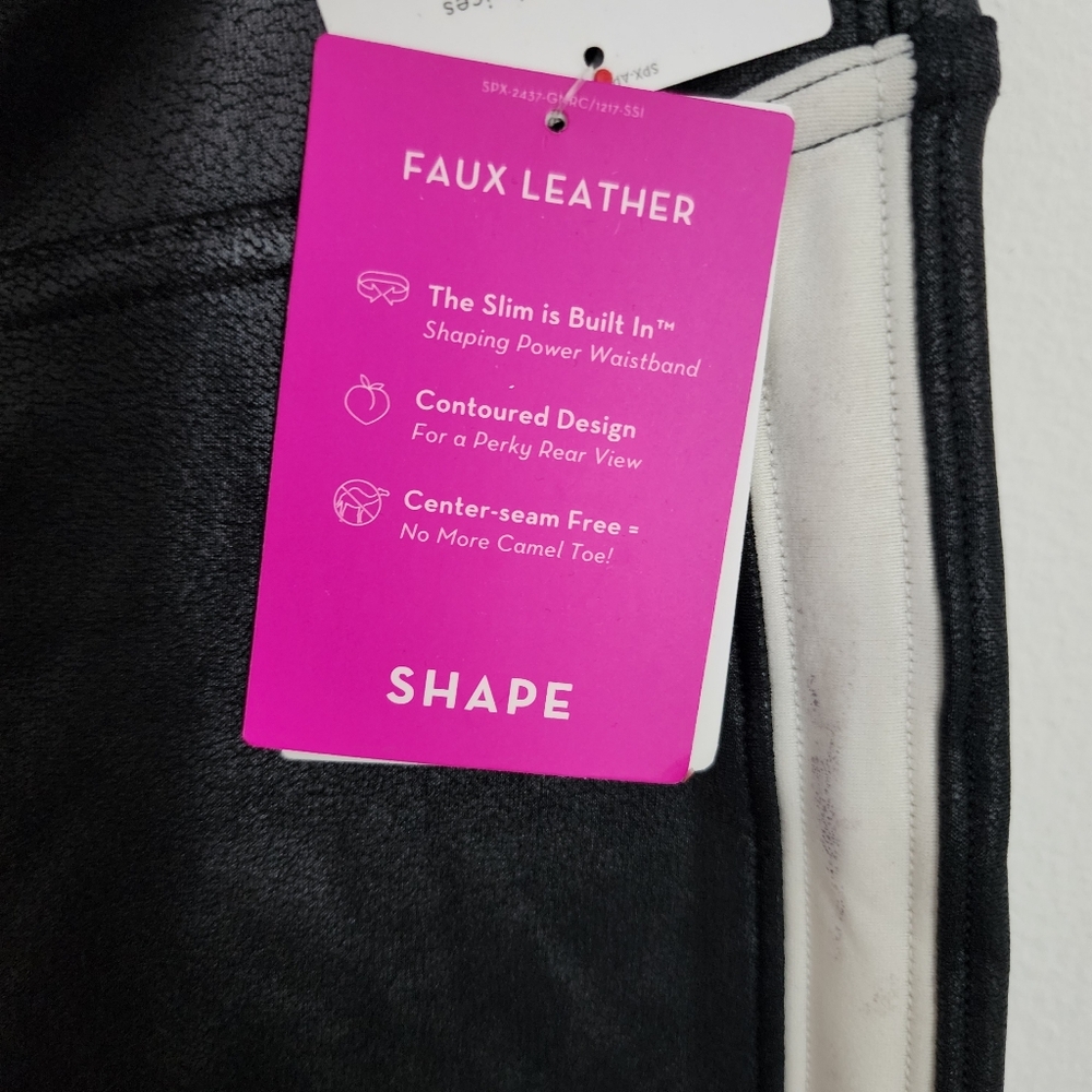 Spanx | Faux Leather Leggings with White Stripe - Picture 8 of 8
